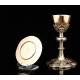 Magnificent Solid Silver Chalice with Precious Stones. France, XIX Century