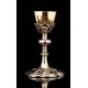 Magnificent Solid Silver Chalice with Precious Stones. France, XIX Century