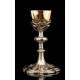 Magnificent Solid Silver Chalice with Precious Stones. France, XIX Century