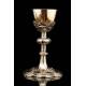 Magnificent Solid Silver Chalice with Precious Stones. France, XIX Century