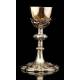 Magnificent Solid Silver Chalice with Precious Stones. France, XIX Century