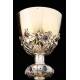 Magnificent Solid Silver Chalice with Precious Stones. France, XIX Century