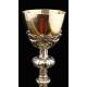 Magnificent Solid Silver Chalice with Precious Stones. France, XIX Century