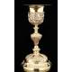 Important Bishop's Chalice in Solid Silver with Carved Decoration. France, XIX Century