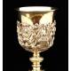 Important Bishop's Chalice in Solid Silver with Carved Decoration. France, XIX Century