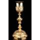 Antique French Solid Silver Chalice with Paten. France, 19th Century