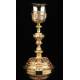 Antique French Solid Silver Chalice with Paten. France, 19th Century