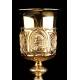 Antique French Solid Silver Chalice with Paten. France, 19th Century