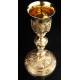 Antique French Solid Silver Chalice with Paten. France, 19th Century