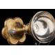 Beautiful Eucharistic Ciborium in solid silver and brass. France, XIX Century