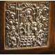 Antique Tabletop Triptych in Wood and Embossed Silver. Circa 1900