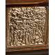 Antique Tabletop Triptych in Wood and Embossed Silver. Circa 1900