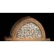 Antique Tabletop Triptych in Wood and Embossed Silver. Circa 1900