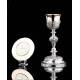 Beautiful Set of Chalice and Silver Paten with Contrasts. France, XIX Century