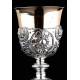 Beautiful Set of Chalice and Silver Paten with Contrasts. France, XIX Century