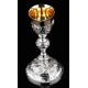 Beautiful Set of Chalice and Silver Paten with Contrasts. France, XIX Century