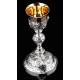 Beautiful Set of Chalice and Silver Paten with Contrasts. France, XIX Century