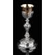 Beautiful Set of Chalice and Silver Paten with Contrasts. France, XIX Century