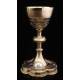 Fantastic Chalice and Paten Set in Solid Silver. France, XIX Century