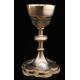 Fantastic Chalice and Paten Set in Solid Silver. France, XIX Century