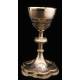 Fantastic Chalice and Paten Set in Solid Silver. France, XIX Century