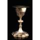 Fantastic Chalice and Paten Set in Solid Silver. France, XIX Century