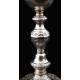 Antique Solid Silver Chalice and Paten Set. France, XIX Century