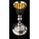 Antique Solid Silver Chalice and Paten Set. France, XIX Century