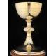 Beautiful Set of Solid Silver Chalice and Paten. France, Early 20th Century
