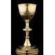 Beautiful Solid Silver Chalice and Paten Set. France, XIX Century