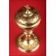 Magnificent Solid Silver Gilded Ciborium. France, XIX Century.