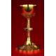 Elegant Antique Chalice in Solid Silver Gilt and Rhinestones, Circa 1870.