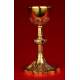 Elegant Antique Chalice in Solid Silver Gilt and Rhinestones, Circa 1870.