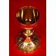 Elegant Antique Chalice in Solid Silver Gilt and Rhinestones, Circa 1870.