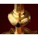 Elegant Antique Chalice in Solid Silver Gilt and Rhinestones, Circa 1870.