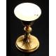 Antique Silver and Gilded Brass Chalice with Silver Paten. France, XIX Century