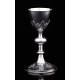 Antique Solid Silver Chalice and Paten. Original Case. France, XIX Century