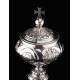Precious Eucharistic Ciborium in Solid Silver with Contrasts. Barcelona, XIX Century