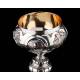 Precious Eucharistic Ciborium in Solid Silver with Contrasts. Barcelona, XIX Century