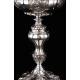 Precious Eucharistic Ciborium in Solid Silver with Contrasts. Barcelona, XIX Century