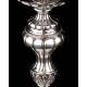 Precious Eucharistic Ciborium in Solid Silver with Contrasts. Barcelona, XIX Century