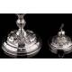 Precious Eucharistic Ciborium in Solid Silver with Contrasts. Barcelona, XIX Century