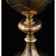 Elegant Solid Silver Contrasted Silver Ciborium, Hand Carved. France, XIX Century