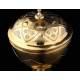 Elegant Solid Silver Contrasted Silver Ciborium, Hand Carved. France, XIX Century