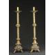 Large Spanish Bronze Candlesticks made in the 20th Century. Well Preserved