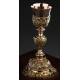 Impressive Solid Silver Bishop's Chalice with Paten. France, Circa 1870