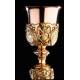 Impressive Solid Silver Bishop's Chalice with Paten. France, Circa 1870