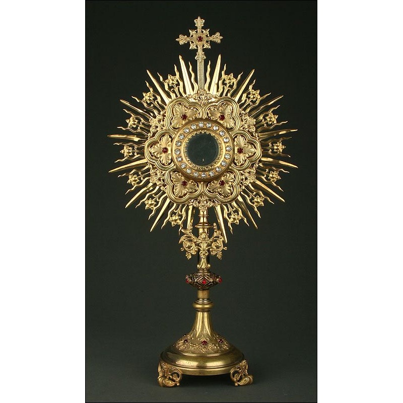 Large Gilded Brass Monstrance in Very Good Condition. First Quarter of XX Century