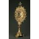 Large Gilded Brass Monstrance in Very Good Condition. First Quarter of XX Century