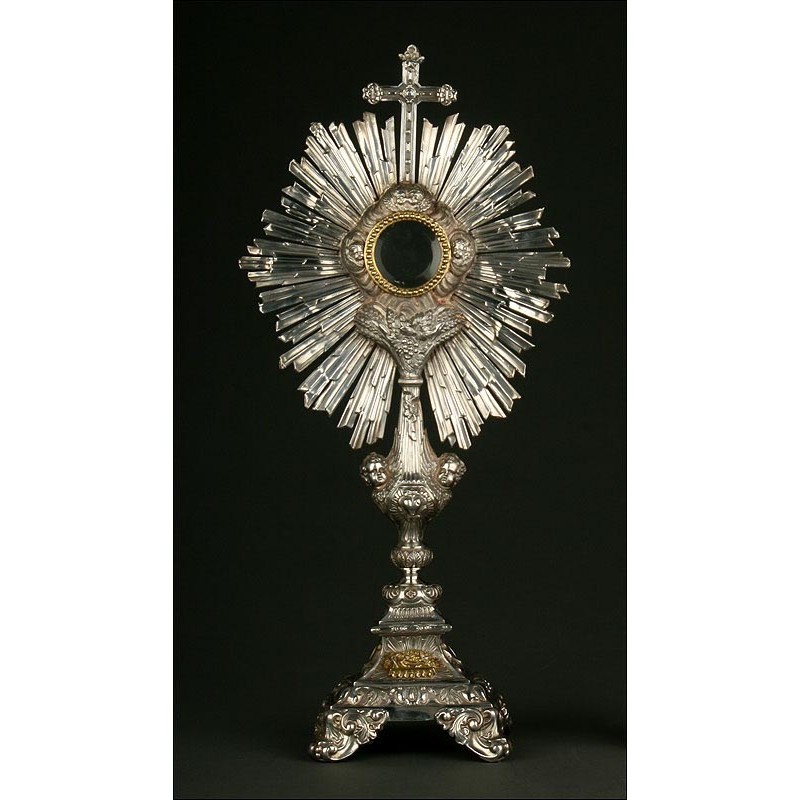 French Silver Monstrance, XIX Century.